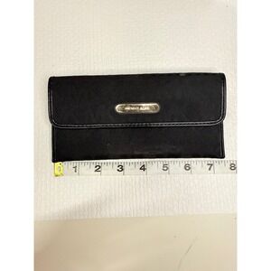 Michael Kors Monogram Black Wallet with Textured Leather and Flap Closure
